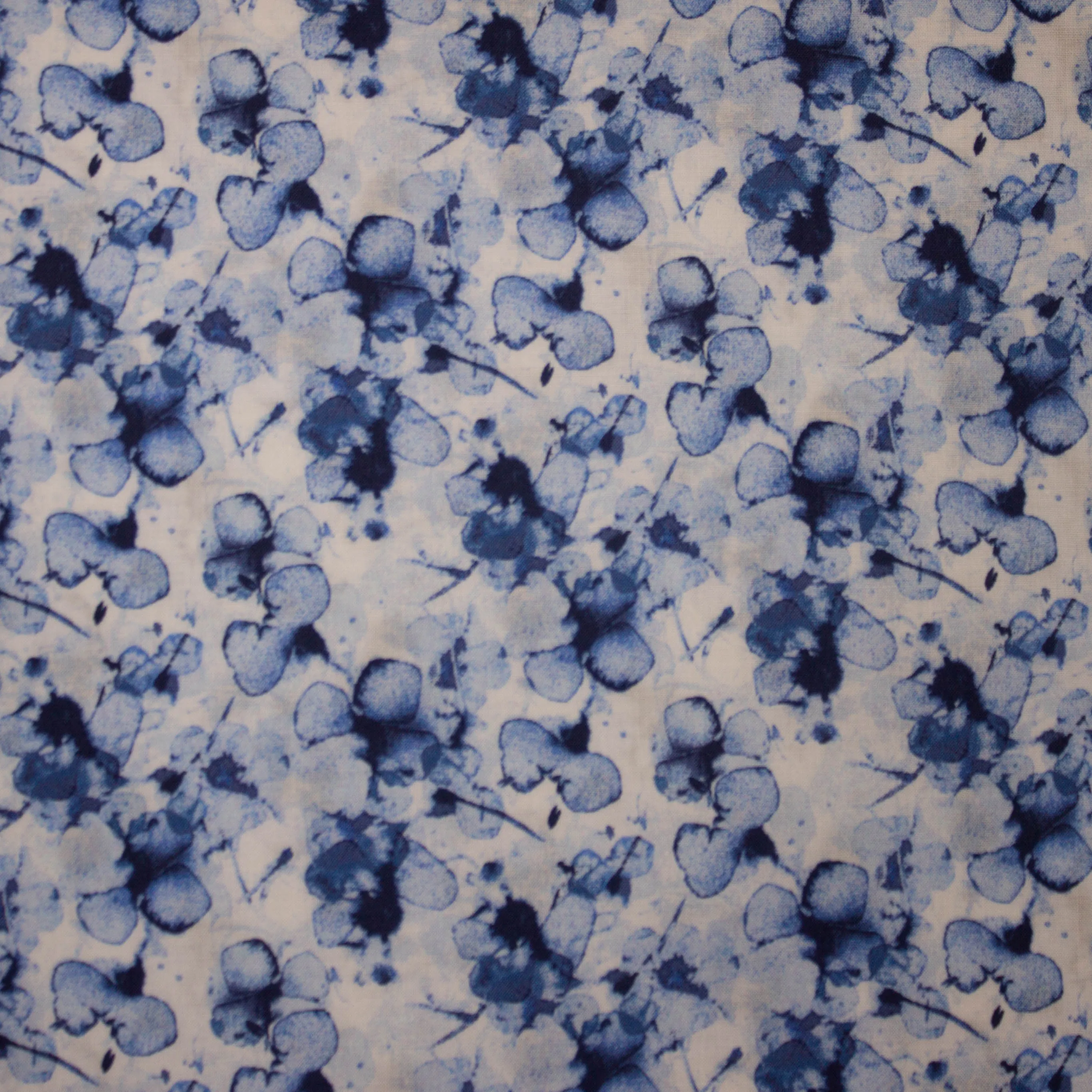 Katoen poplin blauw aquarel